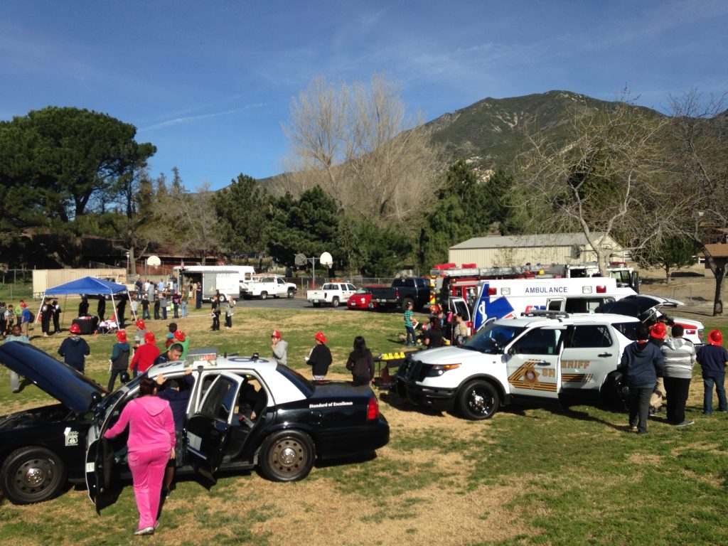 Sheriff vehicles at a park event